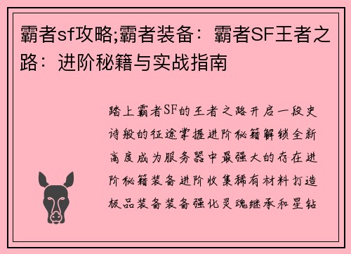 霸者sf攻略;霸者装备：霸者SF王者之路：进阶秘籍与实战指南